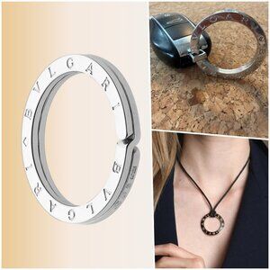 Bvlgari Timeless Elegance Key Ring Necklace Sterling Silver Keychain Gift Box